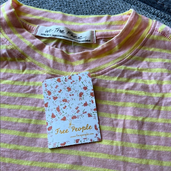 We The Free Pink and Yellow Striped Tee - Picture 3 of 7